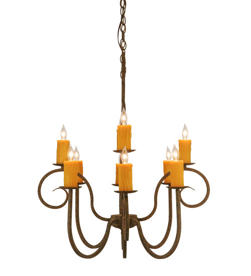 Meyda Lighting Clifton 48" 10-Light Organic Rust Chandelier With Amber Faux Candlelight