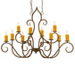 Meyda Lighting Clifton 48" 10-Light Organic Rust Chandelier With Amber Faux Candlelight