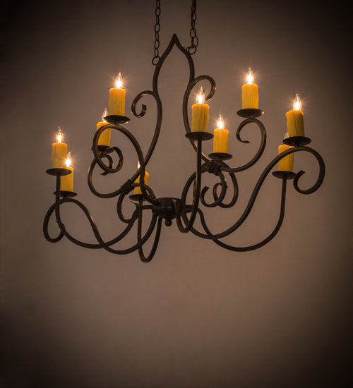Meyda Lighting Clifton 48" 10-Light Timeless Bronze Island Chandelier With Ivory Faux Candlelight