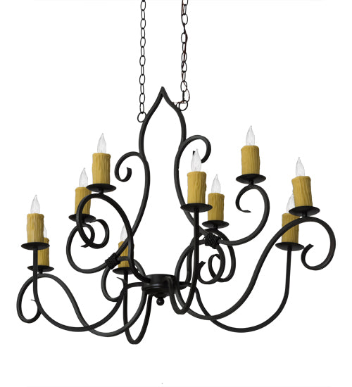 Meyda Lighting Clifton 48" 10-Light Timeless Bronze Island Chandelier With Ivory Faux Candlelight