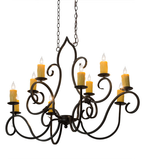 Meyda Lighting Clifton 48" 10-Light Timeless Bronze Island Chandelier With Ivory Faux Candlelight