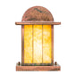 Meyda Lighting Clinton 13" Verdigris Arch Lantern Outdoor Pier Mount Light With Beige Art Shade Glass