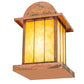 Meyda Lighting Clinton 13" Verdigris Arch Lantern Outdoor Pier Mount Light With Beige Art Shade Glass