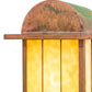 Meyda Lighting Clinton 13" Verdigris Arch Lantern Outdoor Pier Mount Light With Beige Art Shade Glass