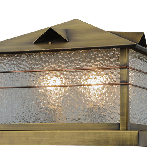 Meyda Lighting Clinton 20" 2-Light Antique Brass Arrowhead Outdoor Pier Mount Light With Clear Granite Shade Glass