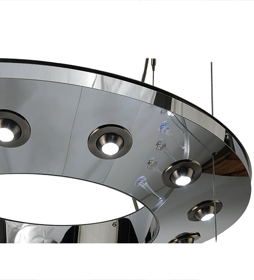 Meyda Lighting Close Encounters 26" 12-Light Polished Aluminum Pendant Light With Crystal
