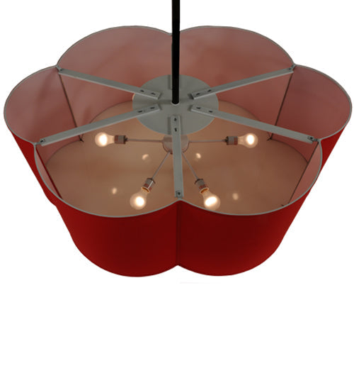 Meyda Lighting Cloud 48" 6-Light Textured Black Pendant Light With Red Textrene Shade