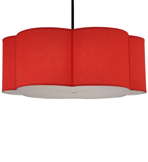 Meyda Lighting Cloud 48" 6-Light Textured Black Pendant Light With Red Textrene Shade