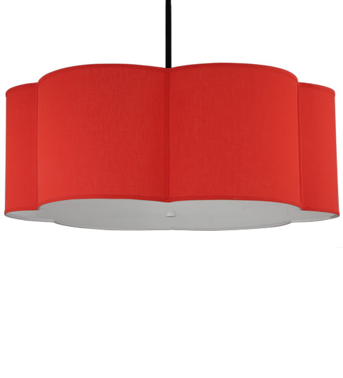 Meyda Lighting Cloud 48" 6-Light Textured Black Pendant Light With Red Textrene Shade