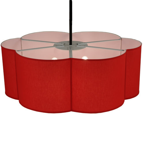 Meyda Lighting Cloud 48" 6-Light Textured Black Pendant Light With Red Textrene Shade