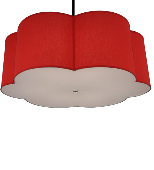 Meyda Lighting Cloud 48" 6-Light Textured Black Pendant Light With Red Textrene Shade