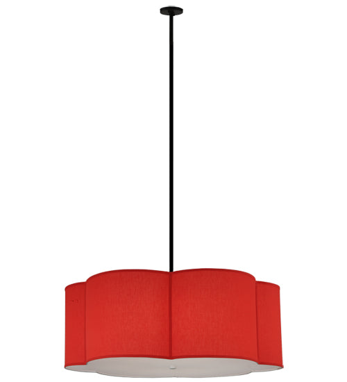 Meyda Lighting Cloud 48" 6-Light Textured Black Pendant Light With Red Textrene Shade