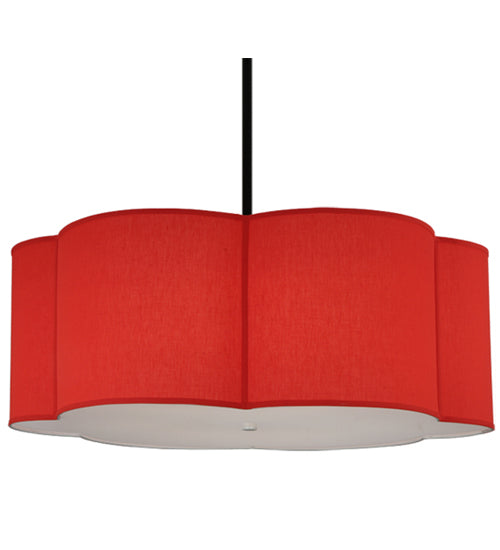 Meyda Lighting Cloud 48" 6-Light Textured Black Pendant Light With Red Textrene Shade