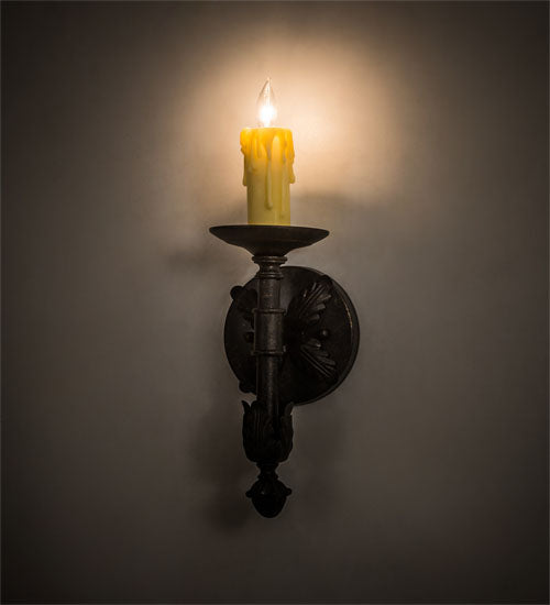Meyda Lighting Clovis 5" Golden Bronze Wall Sconce With Ivory Faux Candlelight