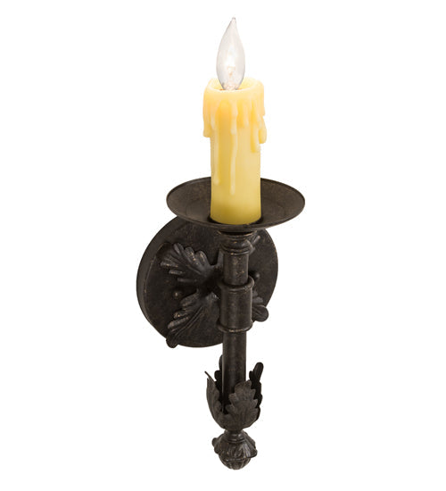 Meyda Lighting Clovis 5" Golden Bronze Wall Sconce With Ivory Faux Candlelight
