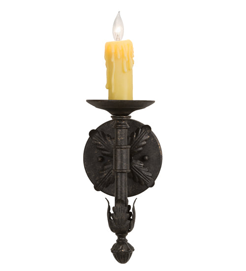 Meyda Lighting Clovis 5" Golden Bronze Wall Sconce With Ivory Faux Candlelight