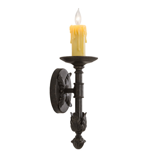 Meyda Lighting Clovis 5" Golden Bronze Wall Sconce With Ivory Faux Candlelight