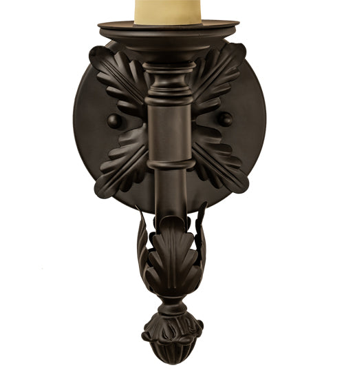 Meyda Lighting Clovis 5" Oil Rubbed Bronze Wall Sconce With Ivory Faux Candlelight