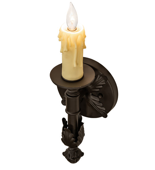 Meyda Lighting Clovis 5" Oil Rubbed Bronze Wall Sconce With Ivory Faux Candlelight