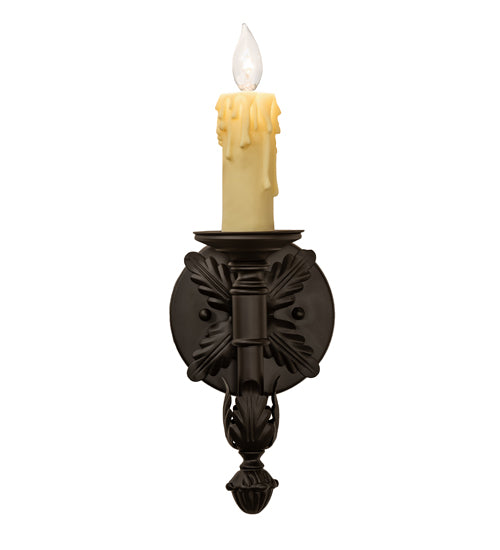 Meyda Lighting Clovis 5" Oil Rubbed Bronze Wall Sconce With Ivory Faux Candlelight