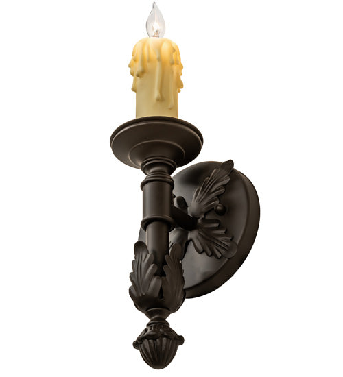 Meyda Lighting Clovis 5" Oil Rubbed Bronze Wall Sconce With Ivory Faux Candlelight