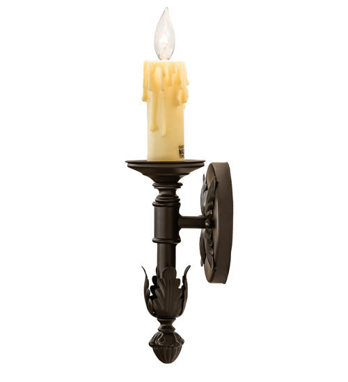 Meyda Lighting Clovis 5" Oil Rubbed Bronze Wall Sconce With Ivory Faux Candlelight