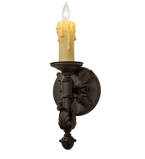 Meyda Lighting Clovis 5" Oil Rubbed Bronze Wall Sconce With Ivory Faux Candlelight