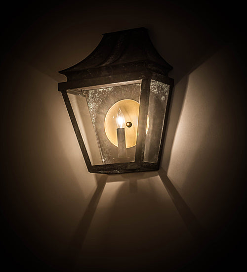 Meyda Lighting Coach 13" Craftsman Verdigris Darien Wall Sconce With Clear Shade Glass