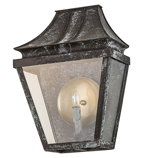 Meyda Lighting Coach 13" Craftsman Verdigris Darien Wall Sconce With Clear Shade Glass