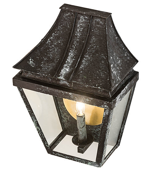 Meyda Lighting Coach 13" Craftsman Verdigris Darien Wall Sconce With Clear Shade Glass