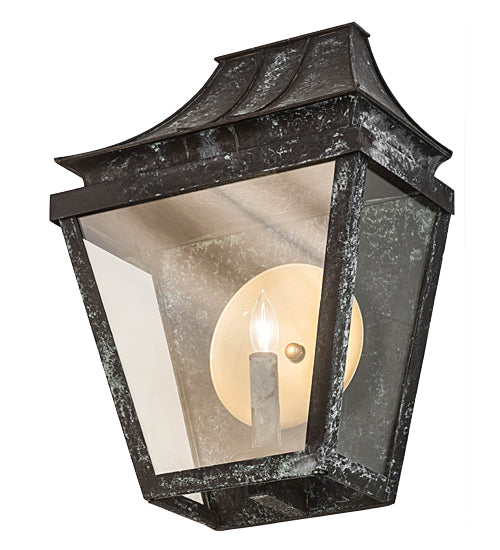 Meyda Lighting Coach 13" Craftsman Verdigris Darien Wall Sconce With Clear Shade Glass