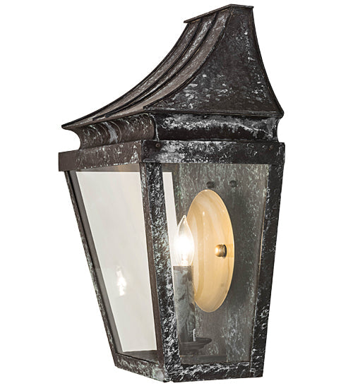 Meyda Lighting Coach 13" Craftsman Verdigris Darien Wall Sconce With Clear Shade Glass