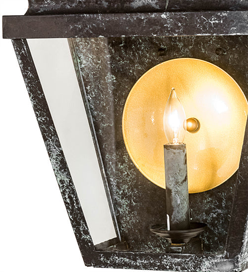 Meyda Lighting Coach 13" Craftsman Verdigris Darien Wall Sconce With Clear Shade Glass