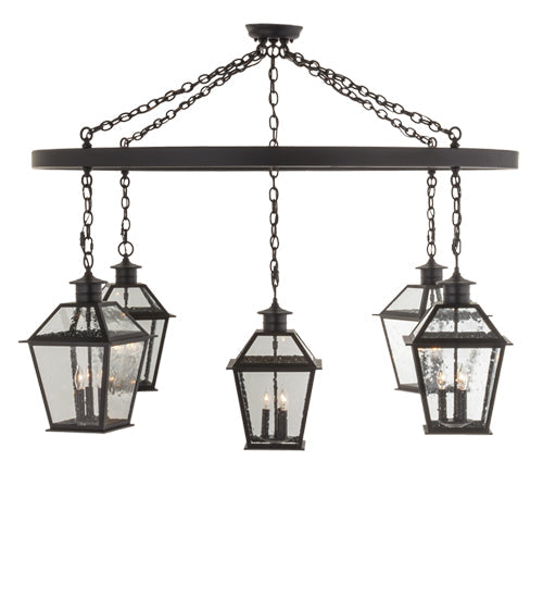 Meyda Lighting Coach 68" 15-Light Black Chandelier With Clear Seeded Shade Glass