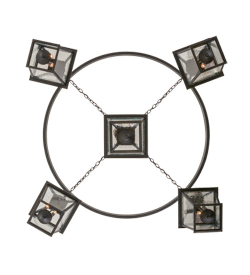 Meyda Lighting Coach 68" 15-Light Black Chandelier With Clear Seeded Shade Glass