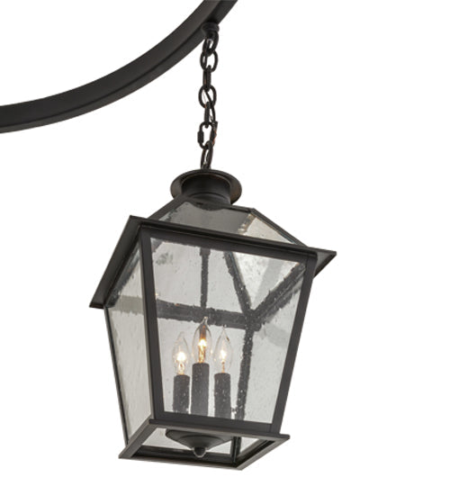 Meyda Lighting Coach 68" 15-Light Black Chandelier With Clear Seeded Shade Glass