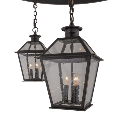 Meyda Lighting Coach 68" 15-Light Black Chandelier With Clear Seeded Shade Glass