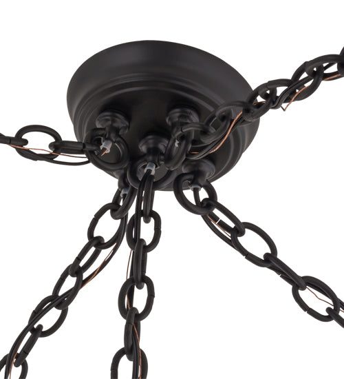 Meyda Lighting Coach 68" 15-Light Black Chandelier With Clear Seeded Shade Glass