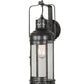 Meyda Lighting Coachman 6" Craftsman Brown Hanging Wall Sconce With Clear Shade Glass
