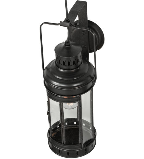 Meyda Lighting Coachman 6" Craftsman Brown Hanging Wall Sconce With Clear Shade Glass