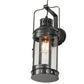 Meyda Lighting Coachman 6" Craftsman Brown Hanging Wall Sconce With Clear Shade Glass
