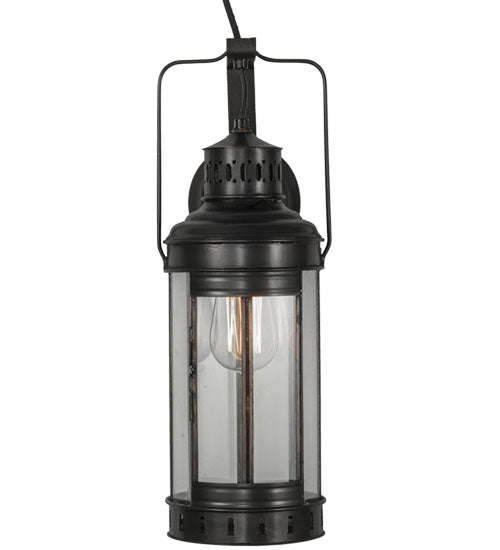 Meyda Lighting Coachman 6" Craftsman Brown Hanging Wall Sconce With Clear Shade Glass