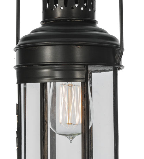 Meyda Lighting Coachman 6" Craftsman Brown Hanging Wall Sconce With Clear Shade Glass