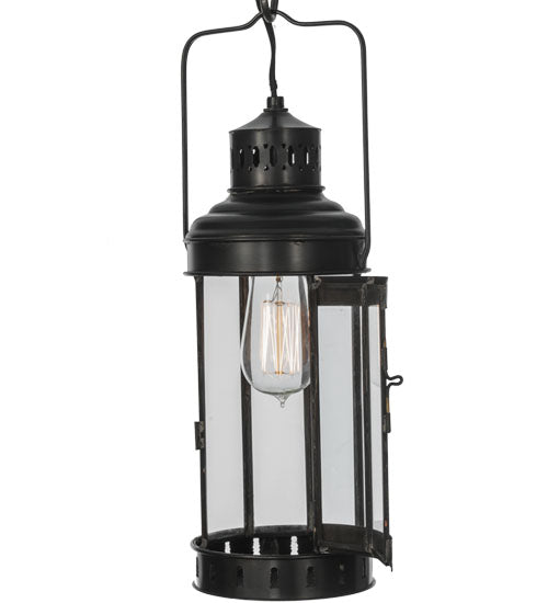 Meyda Lighting Coachman 6" Craftsman Brown Hanging Wall Sconce With Clear Shade Glass