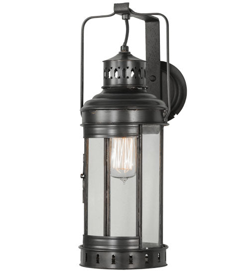 Meyda Lighting Coachman 6" Craftsman Brown Hanging Wall Sconce With Clear Shade Glass