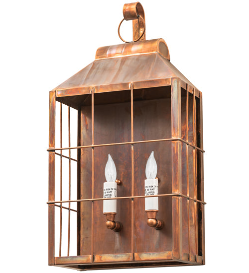 Meyda Lighting Coachman 9" 2-Light Vintage Copper Avignon Lantern Hanging Wall Sconce