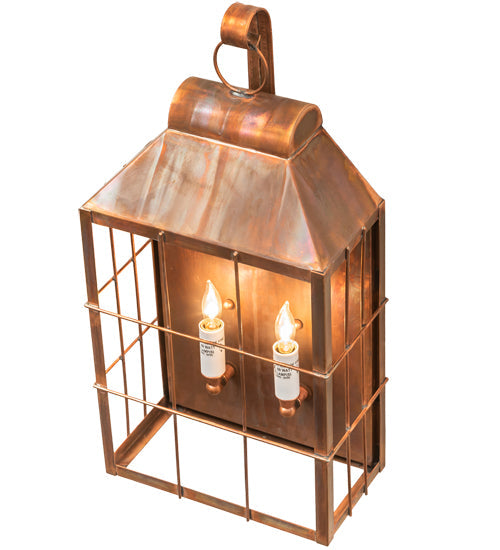 Meyda Lighting Coachman 9" 2-Light Vintage Copper Avignon Lantern Hanging Wall Sconce