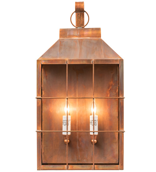 Meyda Lighting Coachman 9" 2-Light Vintage Copper Avignon Lantern Hanging Wall Sconce