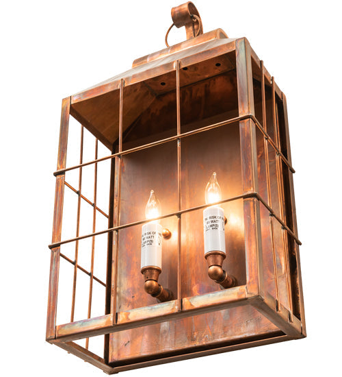 Meyda Lighting Coachman 9" 2-Light Vintage Copper Avignon Lantern Hanging Wall Sconce