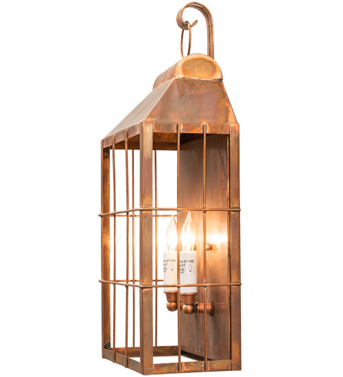 Meyda Lighting Coachman 9" 2-Light Vintage Copper Avignon Lantern Hanging Wall Sconce